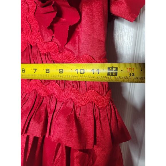 NEW Flamenco Tango Red Multi Tiered Dress SMALL cocktail ayered Fiesta Formal - Picture 13 of 13